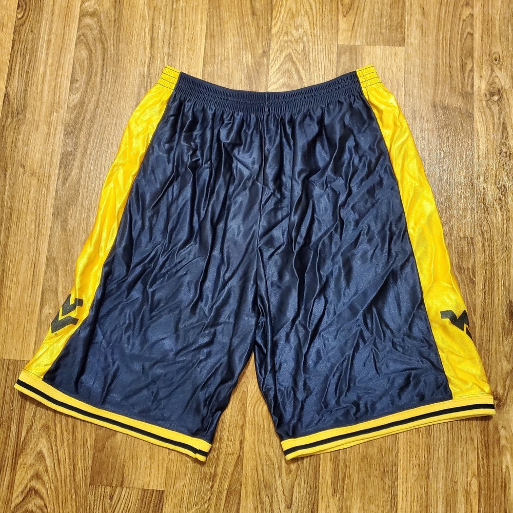 Vintage 90s‎ West Virginia Mountaineers Shorts Men XL Blue Shiny Dazzle IZAW